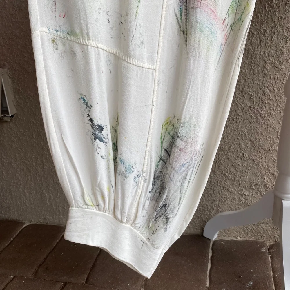 Sarah Santos Cream Wide Leg with Cuffs Pants Sz S - Picture 6 of 9